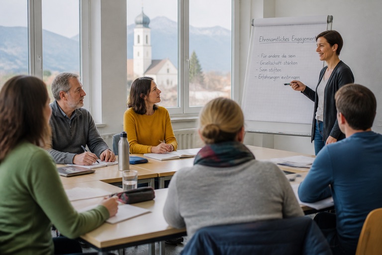 Kursraum einer Volkshochschule in Bayern